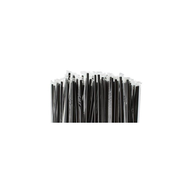 Pailles en plastique noir emballées individuellement 1000 Pack - 8 pouces  0.24 « large Paille à boire, sans Bpa